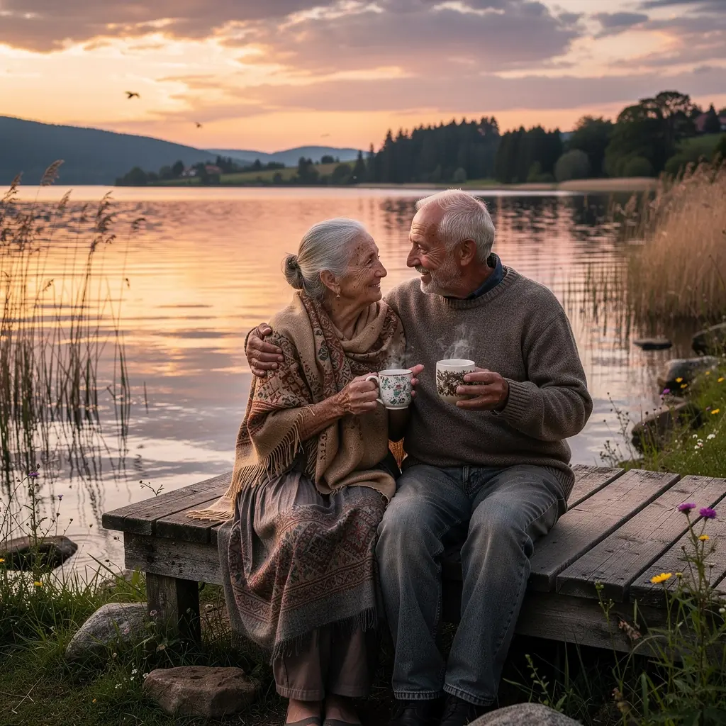 Relaxujúca scéna s človekom vychutnávajúcim si čaj na terase