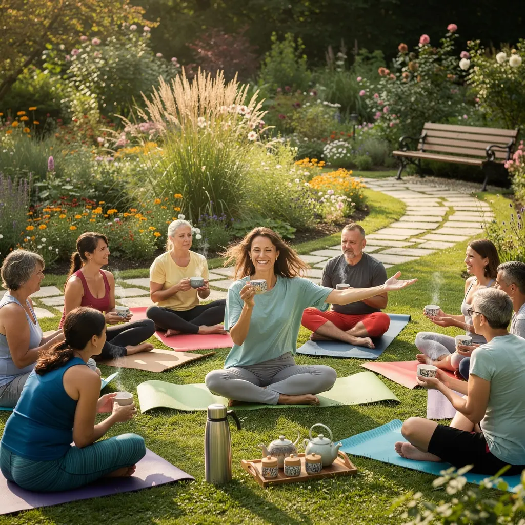 Kniha a šálka bylinkového čaju na pohodlnom kresle